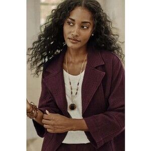 J Jill Open Front Double Gauze Jacket Light Currant Size 3X Burgundy Lagenlook